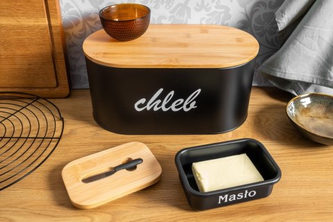 CHLEBAK METALOWY CZARNY Z DESKĄ DO KROJENIA + MASELNICZKA BRUNBESTE BB-2762 CHLEBAK METALOWY CZARNY Z DESKĄ DO KROJENIA + MASELNICZKA BRUNBESTE BB-2762