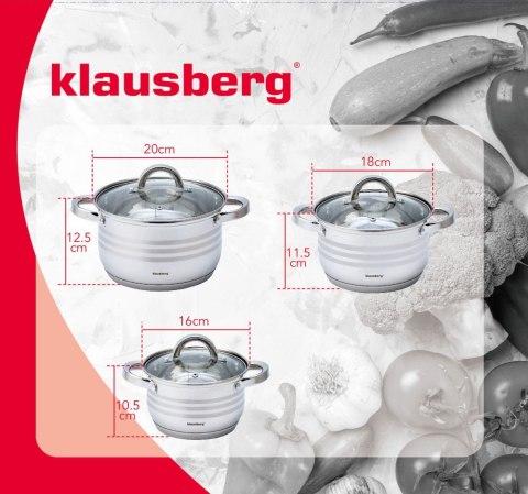 GARNKI STALOWE 6 EL. 2.1/2.9/3.9L KLAUSBERG KB-7693 GARNKI STALOWE 6 EL. 2.1/2.9/3.9L KLAUSBERG KB-7693