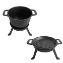 KOCIOŁEK ŻELIWNY MYŚLIWSKI 12L Z PATELNIĄ GRILL 2 W 1 KINGHOFF KH-1842