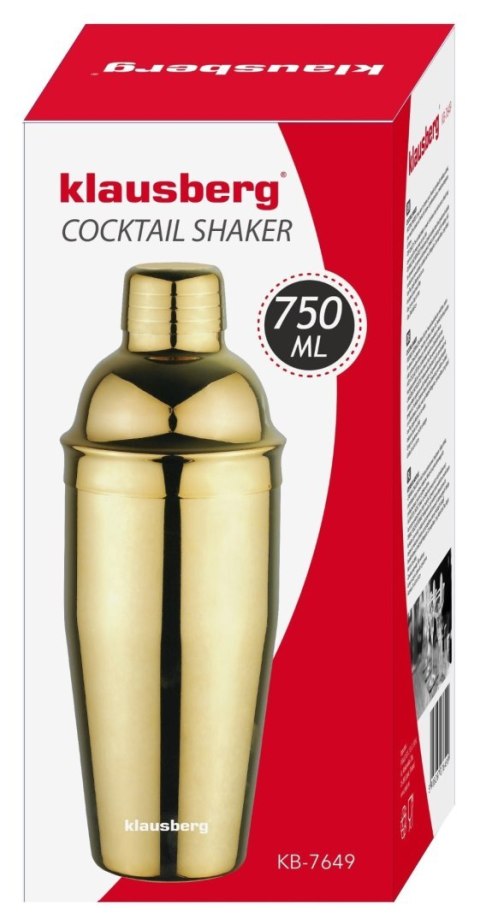 SHAKER BARMAŃSKI DO DRINKÓW KOKTAJLI 750ML ZŁOTY KLAUSBERG KB-7649 SHAKER BARMAŃSKI DO DRINKÓW KOKTAJLI 750ML ZŁOTY KLAUSBERG KB-7649
