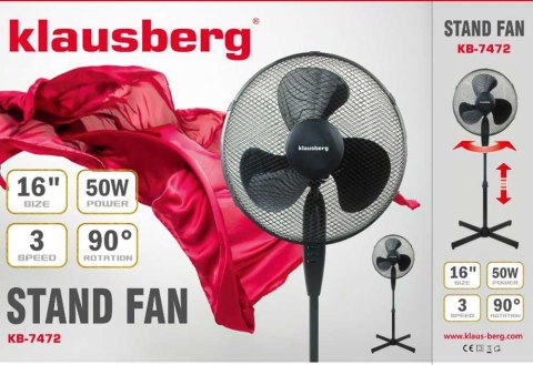 WENTYLATOR STOJĄCY PODŁOGOWY 40CM 50W KLAUSBERG KB-7472 WENTYLATOR STOJĄCY PODŁOGOWY 40CM 50W KLAUSBERG KB-7472