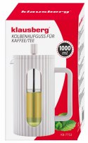 ZAPARZACZ DO HERBATY KAWY SZKLANY FRENCH PRESS 1000 ML KREMOWY KLAUSBERG KB-7753