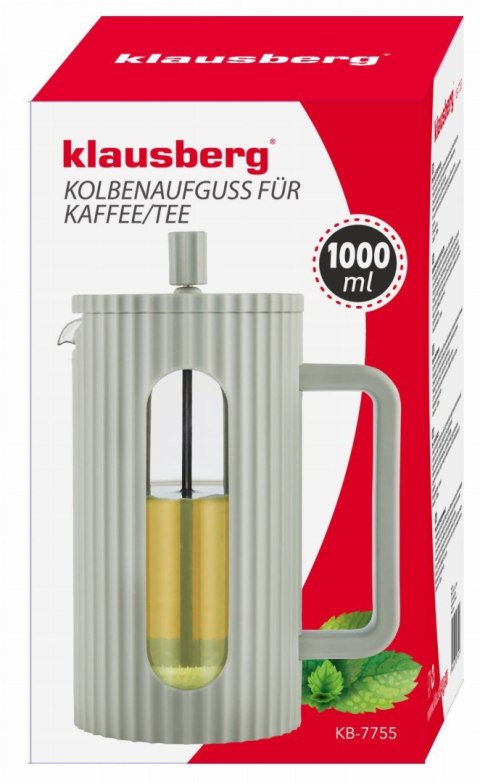 ZAPARZACZ DO HERBATY KAWY SZKLANY FRENCH PRESS 1000 ML ZIELONY KLAUSBERG KB-7755 ZAPARZACZ DO HERBATY KAWY SZKLANY FRENCH PRESS 1000 ML ZIELONY KLAUSBERG KB-7755