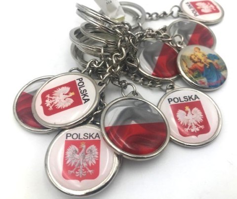 Brelok okrągły obustronny metal 10szt. POLSKA