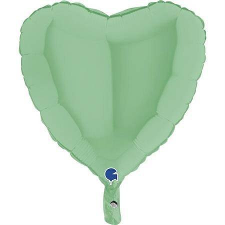 Balon Foliowy - Matowe jasno zielone Serce 46 cm, Grabo Grabo