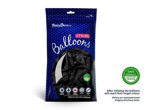 Balony lateksowe Strong, Czarne, Pastel Black, 30cm, 50 szt. Partydeco Balony lateksowe Strong, Czarne, Pastel Black, 30cm, 50 szt. Partydeco