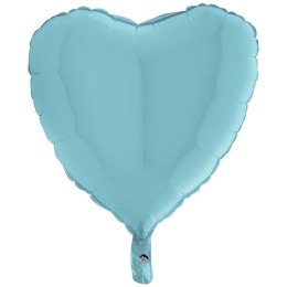 Balon Foliowy - Pastelowy Niebieski, Serce 46 cm, Grabo, pakowane Grabo