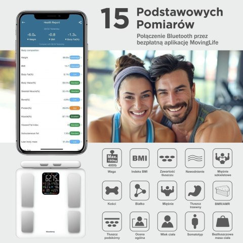 WAGA ŁAZIENKOWA Z POMIAREM TKANKI TŁUSZCZOWEJ I SKŁADU CIAŁA, SMART, BT, KLAUSBERG KB-7857 BIAŁA WAGA ŁAZIENKOWA Z POMIAREM TKANKI TŁUSZCZOWEJ I SKŁADU CIAŁA, SMART, BT, KLAUSBERG KB-7857 BIAŁA