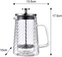 ZAPARZACZ DO KAWY HERBATY SZKLANY 350ML FRENCH PRESS KLAUSBERG KB-7762 SREBRNY