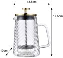 ZAPARZACZ DO KAWY HERBATY SZKLANY 350ML FRENCH PRESS KLAUSBERG KB-7765 ZŁOTY