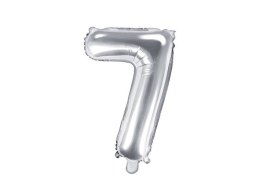 Balon foliowy Cyfra 7, 35cm, srebrny Partydeco