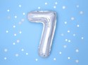 Balon foliowy Cyfra 7, 35cm, srebrny Partydeco