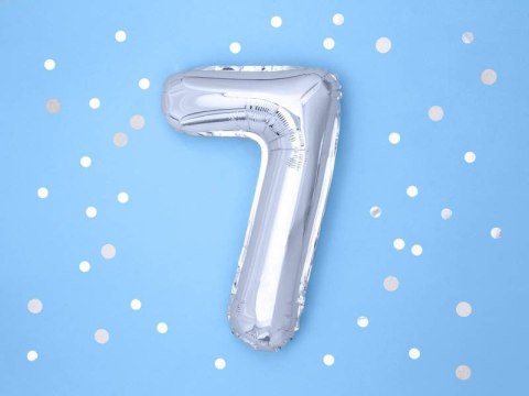 Balon foliowy Cyfra 7, 35cm, srebrny Partydeco Balon foliowy Cyfra 7, 35cm, srebrny Partydeco
