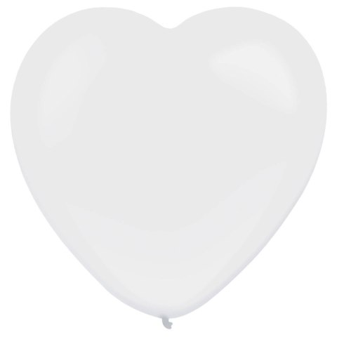 Balony Lateksowe Białe Serca, Decorator Standard Heart Frosty White, 30cm, 50 szt. Amscan / Anagram