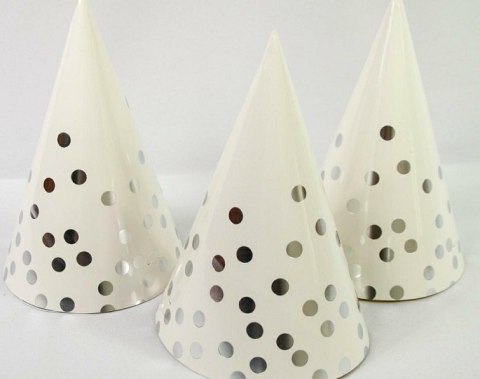 Czapeczka 12szt papierowa srebrne kropki 8120 Ozdboż-0015kropkisr Czapeczka 12szt papierowa srebrne kropki 8120 Ozdboż-0015kropkisr
