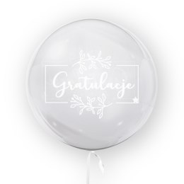 Balon przezroczysty z nadrukiem Gratulacje, 45cm Tuban