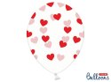 Balony Przezroczyste w czerwone Serduszka 30cm, 50 szt. Partydeco