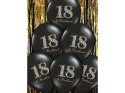 Balony Strong, urodzinowe 18 & Brilliant, Czarne 30cm, 50 szt. Partydeco