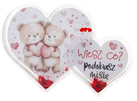 Ramka z brokatem podwójne serce "Wiesz co? podobasz misię" Ramka z brokatem podwójne serce "Wiesz co? podobasz misię"