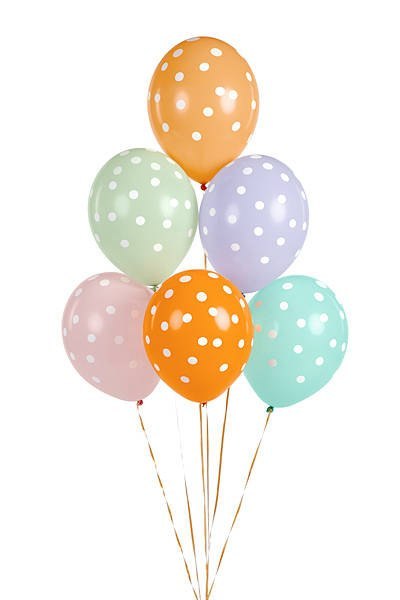 Balony lateksowe Kolorowe Kropki 30cm, 6 sztuk Partydeco Balony lateksowe Kolorowe Kropki 30cm, 6 sztuk Partydeco