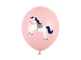 Balony lateksowe Konik, Pastelowe Różowe 30cm, 6 sztuk Partydeco