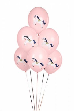 Balony lateksowe Konik, Pastelowe Różowe 30cm, 6 sztuk Partydeco
