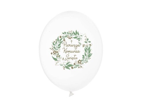 Balony "Pierwsza Komunia Święta", gałązki, 30cm 6szt. Partydeco Balony "Pierwsza Komunia Święta", gałązki, 30cm 6szt. Partydeco