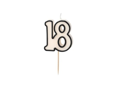 Świeczka urodzinowa '18', osiemnastka, czarno-biała, 5.5 cm Partydeco Świeczka urodzinowa '18', osiemnastka, czarno-biała, 5.5 cm Partydeco
