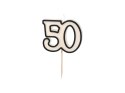 Świeczka urodzinowa '50', pięćdziesiątka, czarno-biała, 5.5 cm Partydeco