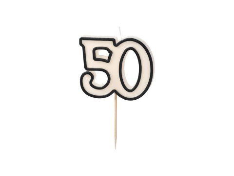 Świeczka urodzinowa '50', pięćdziesiątka, czarno-biała, 5.5 cm Partydeco Świeczka urodzinowa '50', pięćdziesiątka, czarno-biała, 5.5 cm Partydeco