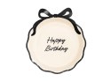 Talerzyki papierowe „Happy Birthday" z kokardką - 24 cm, 6szt Partydeco
