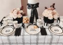 Talerzyki papierowe „Happy Birthday" z kokardką - 24 cm, 6szt Partydeco