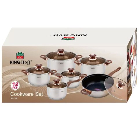 ZESTAW GARNKÓW STALOWYCH 12 EL. KINGHOFF KH-1768 ROSEGOLD ZESTAW GARNKÓW STALOWYCH 12 EL. KINGHOFF KH-1768 ROSEGOLD