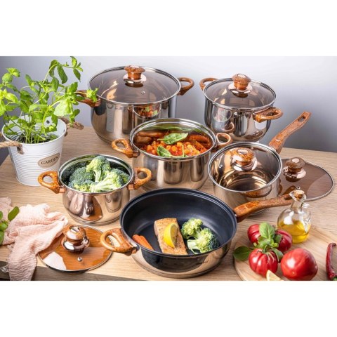 ZESTAW GARNKÓW STALOWYCH 12 EL. KINGHOFF KH-1768 ROSEGOLD ZESTAW GARNKÓW STALOWYCH 12 EL. KINGHOFF KH-1768 ROSEGOLD