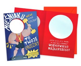 Karnet Urodziny (mięśniak, lusterko) DK-1220