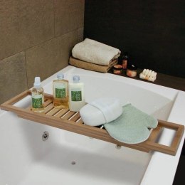 Półka łazienkowa bambusowa na wannę z uchwytami spa