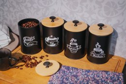 KOMPLET 4 POJEMNIKÓW KAWA HERBATA CUKIER SÓL 16X9,5CM BRUNBESTE BB-2681 (NAPISY PL)