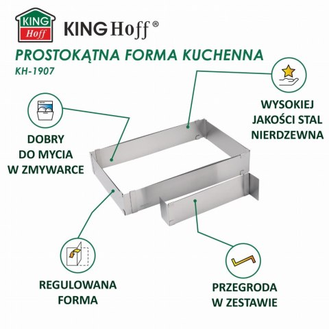 REGULOWANA FORMA DO CIASTA 34-52 X 27-18,5 X 5CM TORTOWNICA RANT CUKIERNICZY KINGHOFF KH-1907 REGULOWANA FORMA DO CIASTA 34-52 X 27-18,5 X 5CM TORTOWNICA RANT CUKIERNICZY KINGHOFF KH-1907