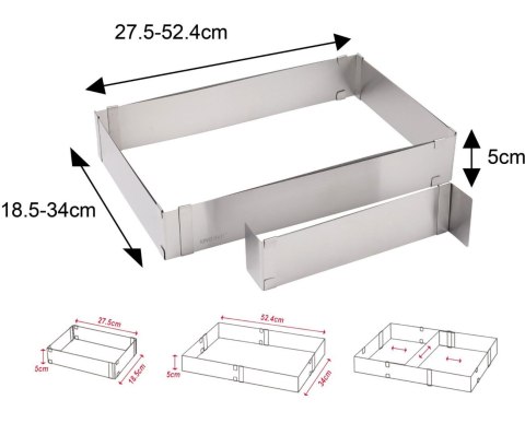 REGULOWANA FORMA DO CIASTA 34-52 X 27-18,5 X 5CM TORTOWNICA RANT CUKIERNICZY KINGHOFF KH-1907 REGULOWANA FORMA DO CIASTA 34-52 X 27-18,5 X 5CM TORTOWNICA RANT CUKIERNICZY KINGHOFF KH-1907