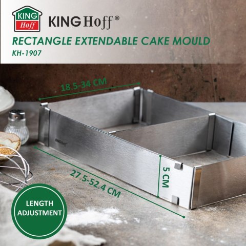 REGULOWANA FORMA DO CIASTA 34-52 X 27-18,5 X 5CM TORTOWNICA RANT CUKIERNICZY KINGHOFF KH-1907 REGULOWANA FORMA DO CIASTA 34-52 X 27-18,5 X 5CM TORTOWNICA RANT CUKIERNICZY KINGHOFF KH-1907