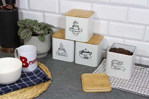ZESTAW 4 POJEMNIKÓW KAWA HERBATA CUKIER SÓL BRUNBESTE BB-4264 (NAPISY PL) ZESTAW 4 POJEMNIKÓW KAWA HERBATA CUKIER SÓL BRUNBESTE BB-4264 (NAPISY PL)