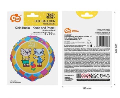 Balon foliowy Bajka Kicia Kocia i Pacek, 18 cali, 46cm Godan Balon foliowy Bajka Kicia Kocia i Pacek, 18 cali, 46cm Godan