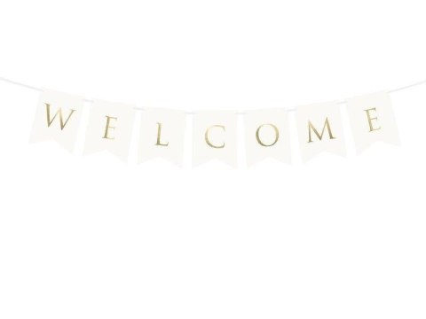 Baner powitalny Welcome, biały, 15 x 95 cm Partydeco Baner powitalny Welcome, biały, 15 x 95 cm Partydeco