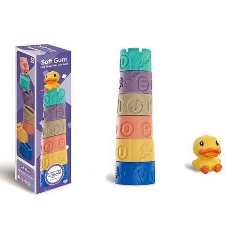 WOOPIE BABY Klocki Sensoryczne Układanka Piramida do Ściskania Wody Dźwięk Nauka Alfabetu Kaczuszka 7 el. WOOPIE BABY Klocki Sensoryczne Układanka Piramida do Ściskania Wody Dźwięk Nauka Alfabetu Kaczuszka 7 el.