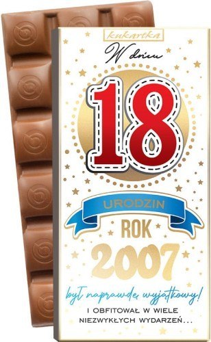 Czekolada Urodziny 18 (osiemnastka, cyfry, roczniki) 422 Czekolada Urodziny 18 (osiemnastka, cyfry, roczniki) 422