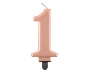 Świeczka B&C cyferka 1 metalik różowo-złota 8,0 cm PF-SCRZ1 Świeczka B&C cyferka 1 metalik różowo-złota 8,0 cm PF-SCRZ1