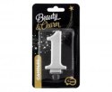 Świeczka B&C cyferka 1 metalik srebrna 8,0 cm PF-SCS1