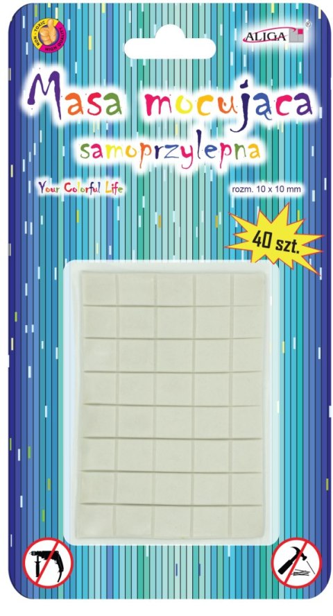 Masa mocująca samoprzylepna op. 40 szt. rozm.10 x 10 mm grubość: 0,5 mm. PSD-2496 Masa mocująca samoprzylepna op. 40 szt. rozm.10 x 10 mm grubość: 0,5 mm. PSD-2496