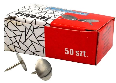 Pinezki metalowe srebrne 50szt - 10 opak Pinezki metalowe srebrne 50szt - 10 opak