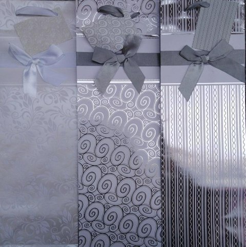 Torebka prezentowa 12szt LAMINOWANA NA BUTELKĘ 36X12cm PL-13KZ Torebka prezentowa 12szt LAMINOWANA NA BUTELKĘ 36X12cm PL-13KZ